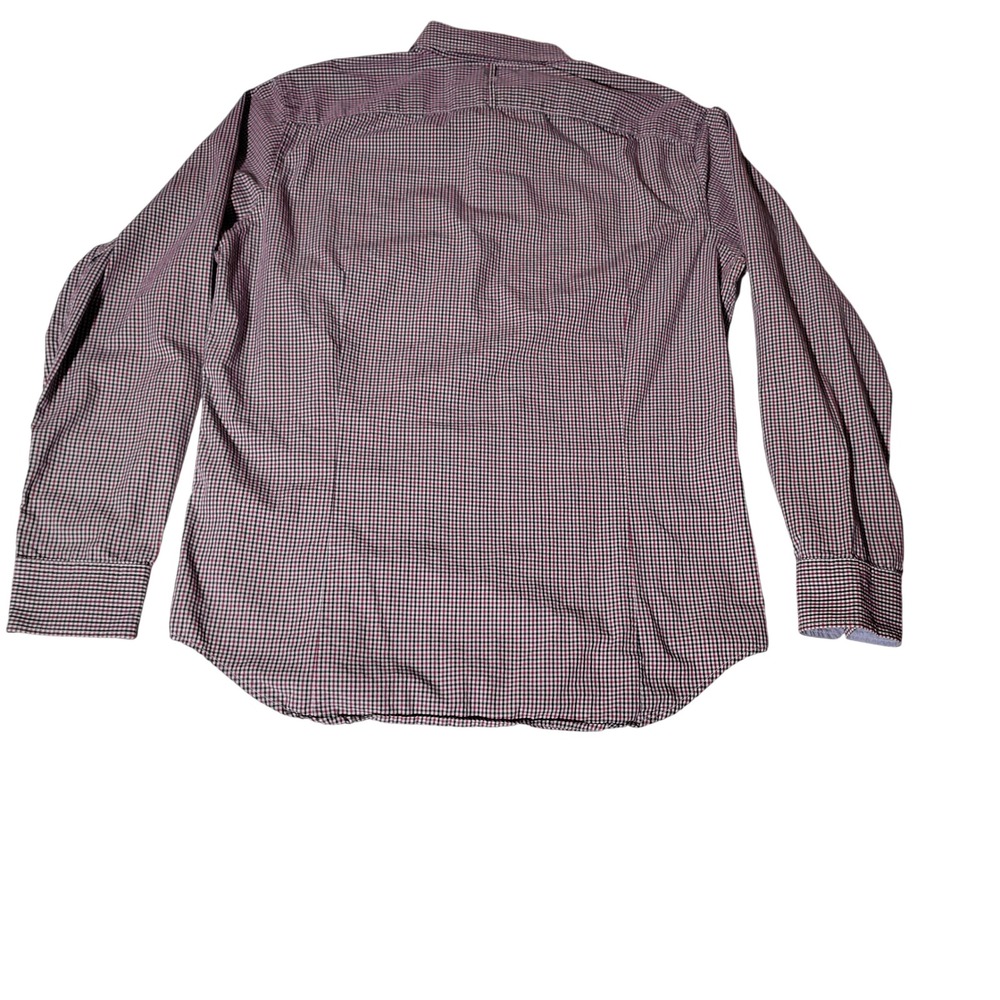 Banana Republic Mens Tailored Slim Fit Soft Wash Checkered Shirt Red Blue Sz L
